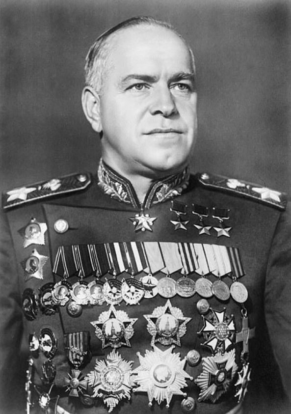 Маршал Советского Союза Г. К. Жуков с двумя орденами «Победа»