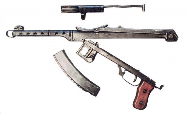 Неполная разборка пистолета-пулемета Судаева ППС-42