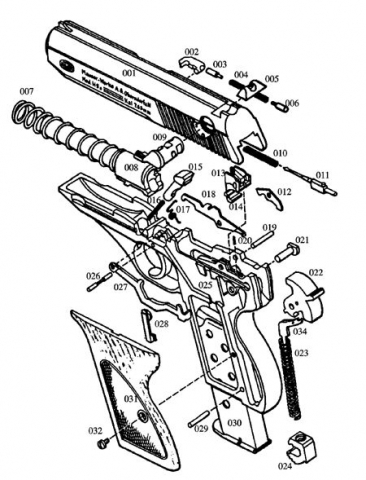 Схема пистолета Mauser HSc