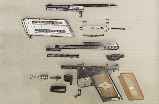 Пистолет ВАГ-73 в разобранном виде