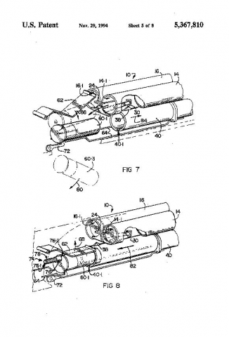 Иллюстрация из патента, демонстрирующая взаимодействие механизмов при стрельбе